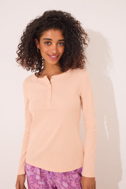 Women Secret_Orange Ribbed Long Sleeve T-Shirt_3279696_67_01