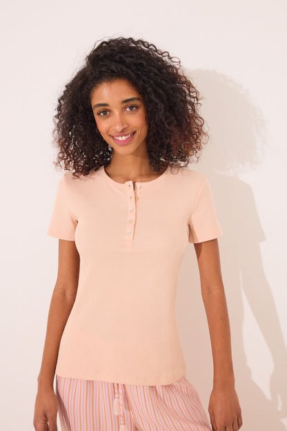 Women Secret_Orange Ribbed Short Sleeve T-Shirt_3279700_67_02