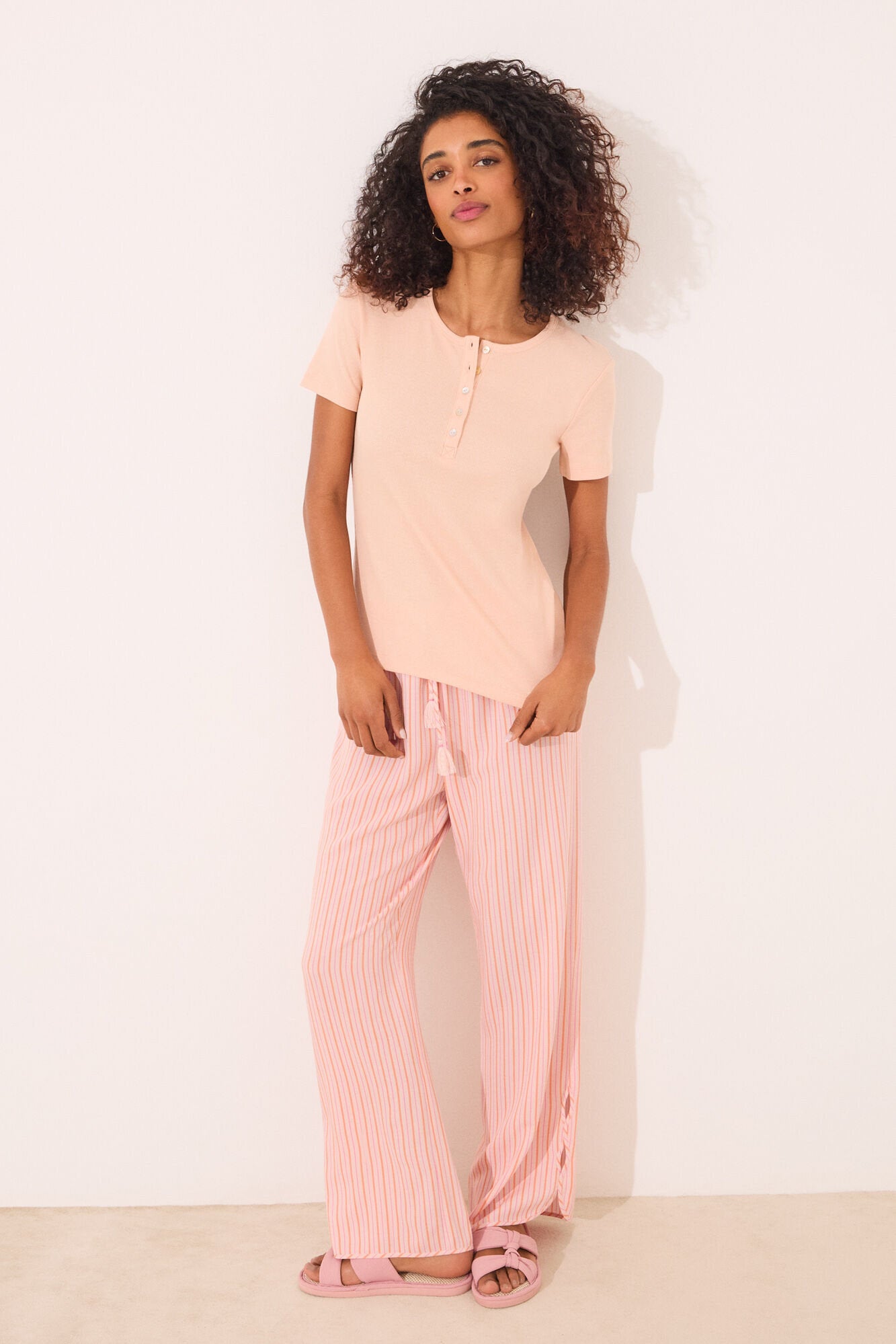 Women Secret_Orange Ribbed Short Sleeve T-Shirt_3279700_67_05