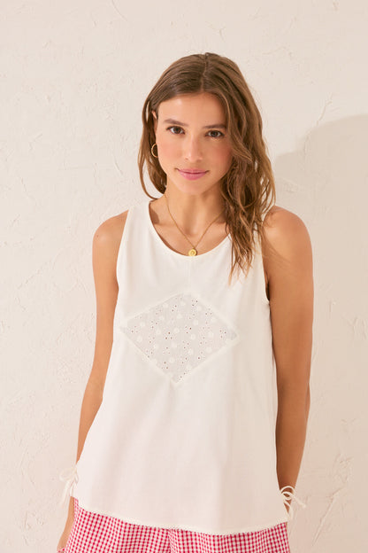 Women Secret_100% Cotton White Embroidered Vest Top_3279703_99_04