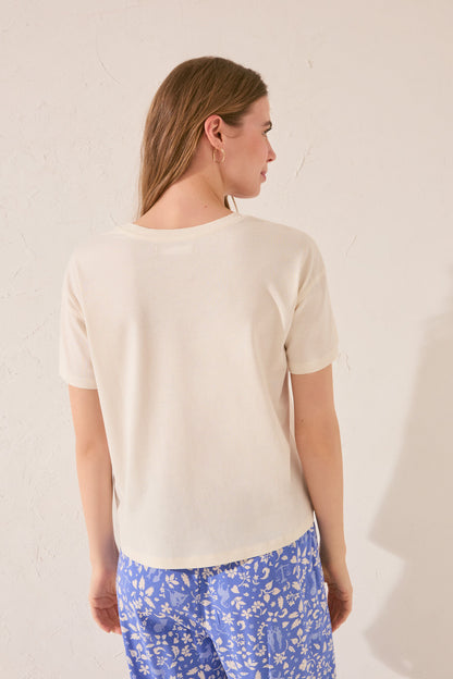 Women Secret_Ivory Cotton Short Sleeve Sleeved T-Shirt_3279711_96_05