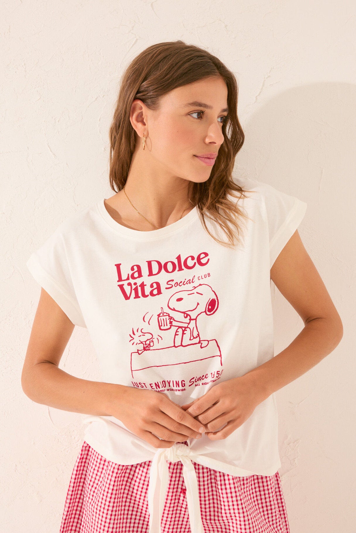 Women Secret_100% Cotton White Snoopy Short Sleeve T-Shirt_3279713_99_01