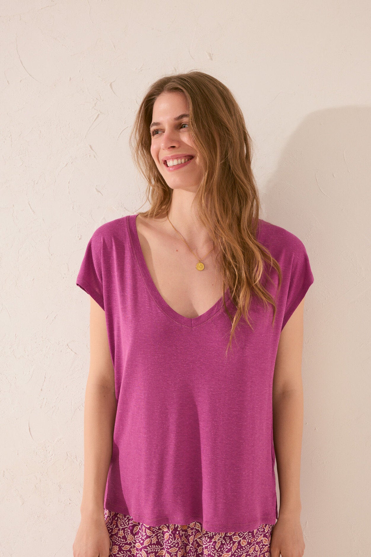 Women Secret_Purple/Lilac Viscose Short Sleeve T-Shirt_3279719_77_01