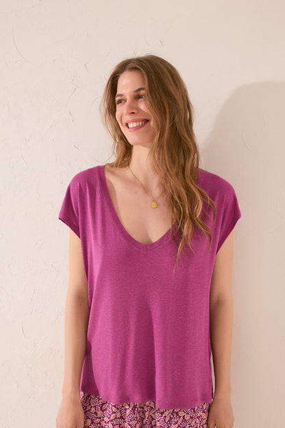Women Secret_Purple/Lilac Viscose Short Sleeve T-Shirt_3279719_77_01