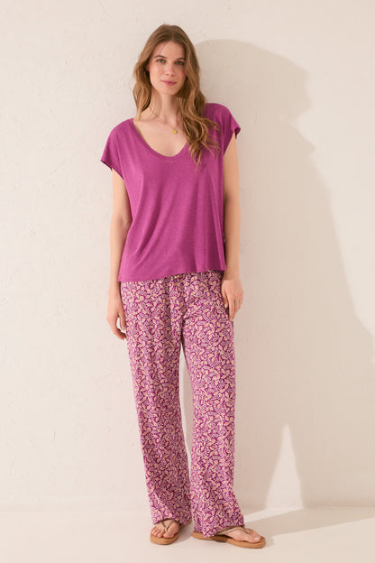 Women Secret_Purple/Lilac Viscose Short Sleeve T-Shirt_3279719_77_05