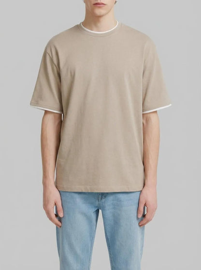 Springfield Beige Men Double Neck T-Shirt SKU: 3283427_36 Image 00