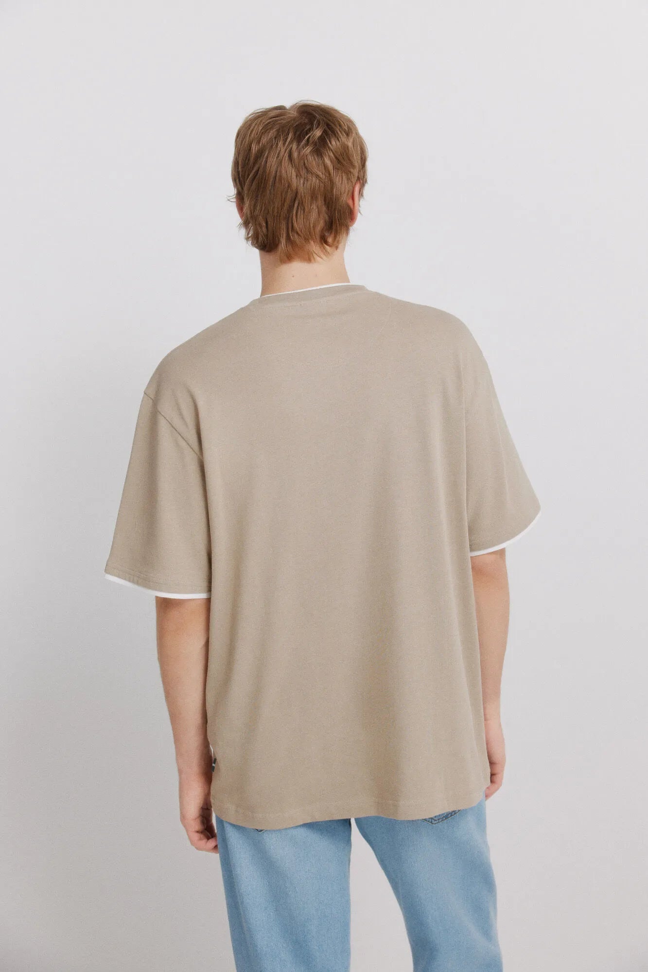 Springfield Beige Men Double Neck T-Shirt SKU: 3283427_36 Image 05