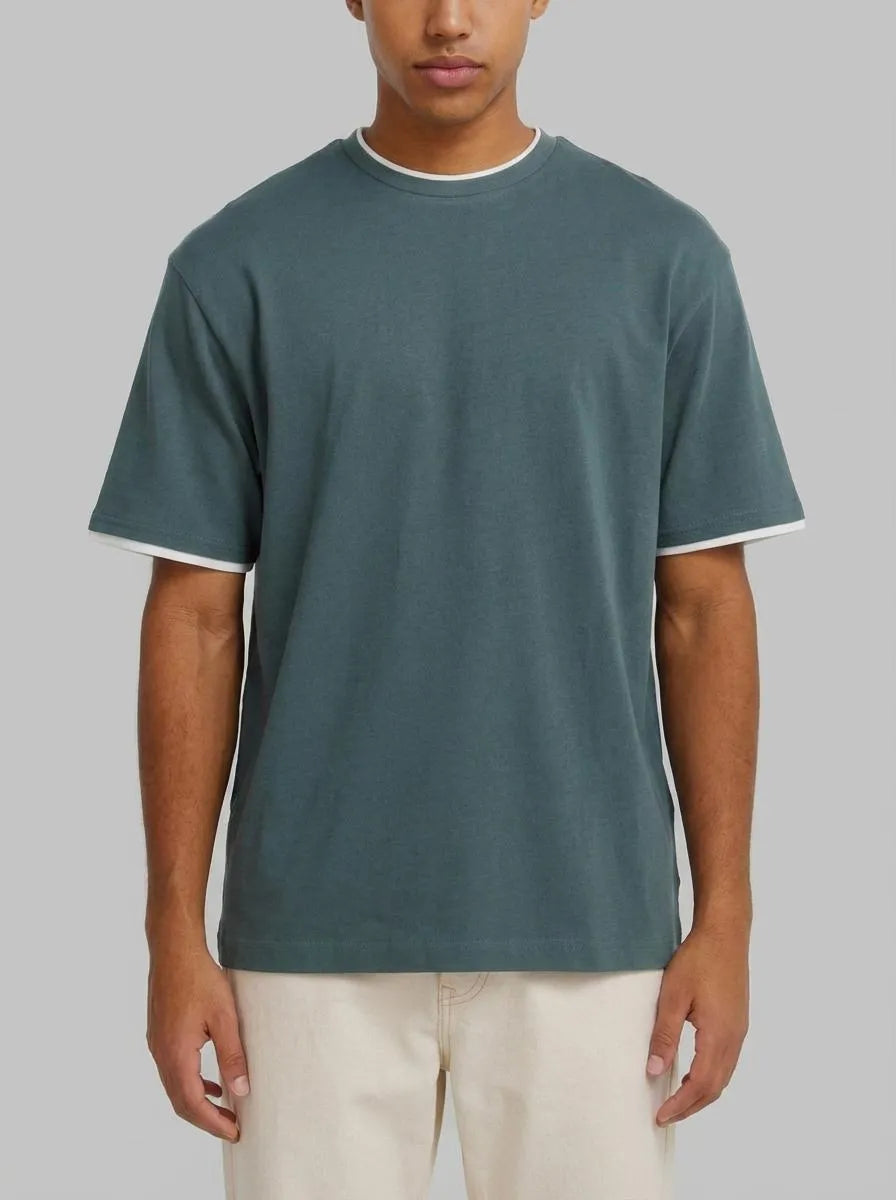 Springfield Blue Men Double Neck T-Shirt SKU: 3283427_88 Image 00