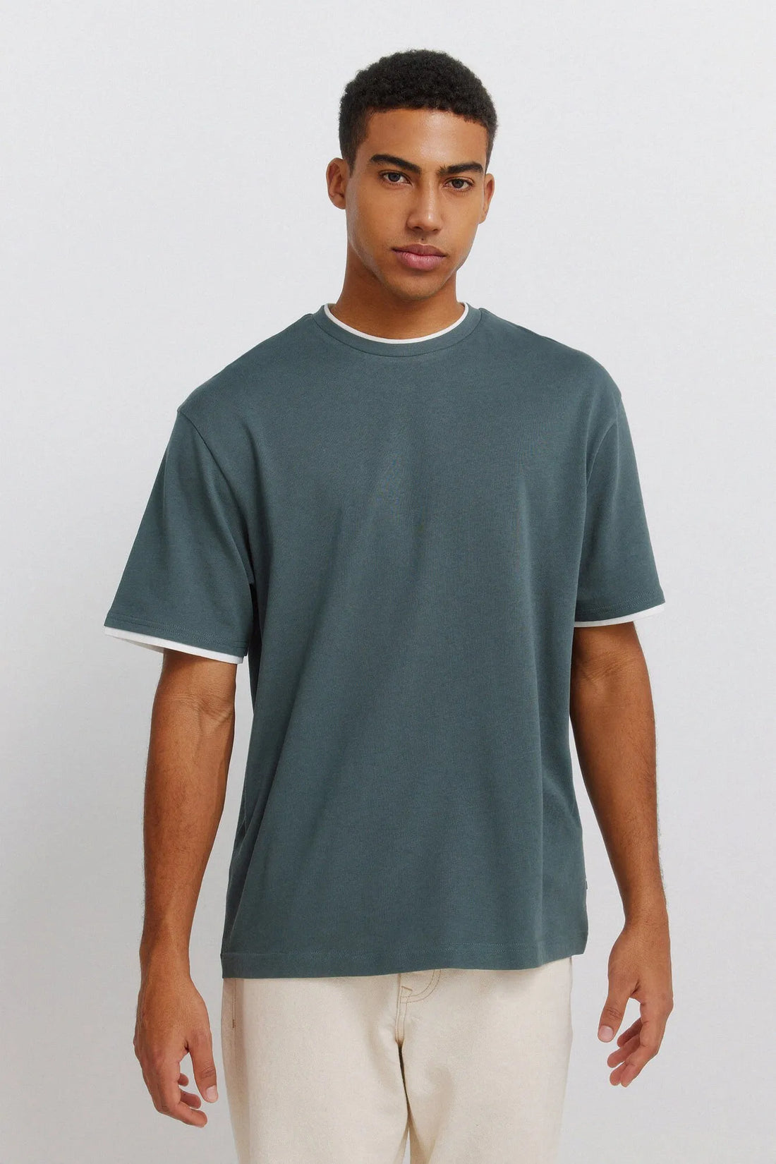 Springfield Blue Men Double Neck T-Shirt SKU: 3283427_88 Image 01