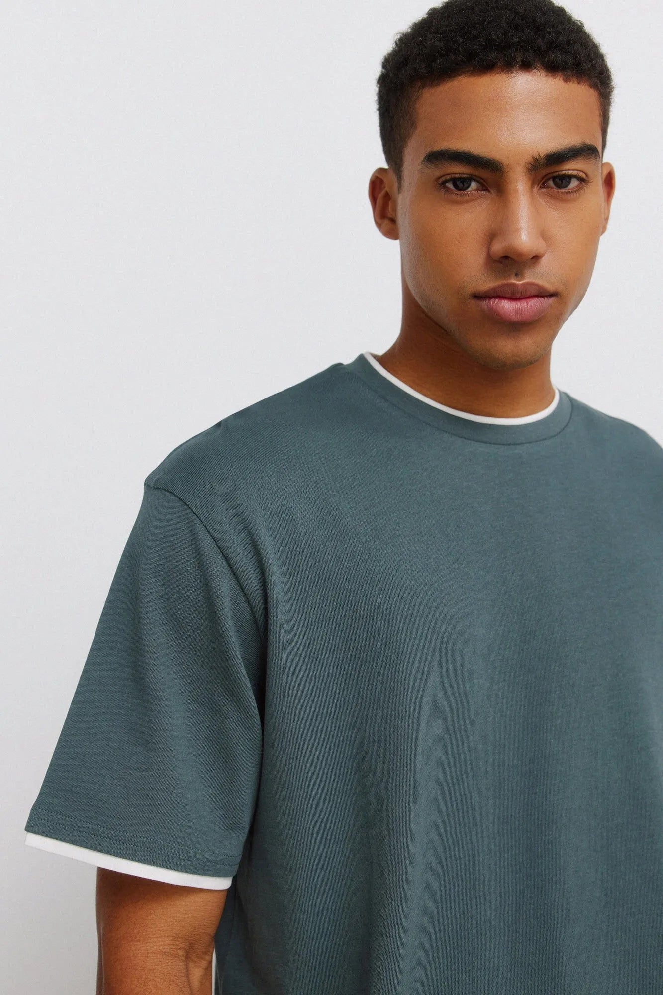 Springfield Blue Men Double Neck T-Shirt SKU: 3283427_88 Image 02