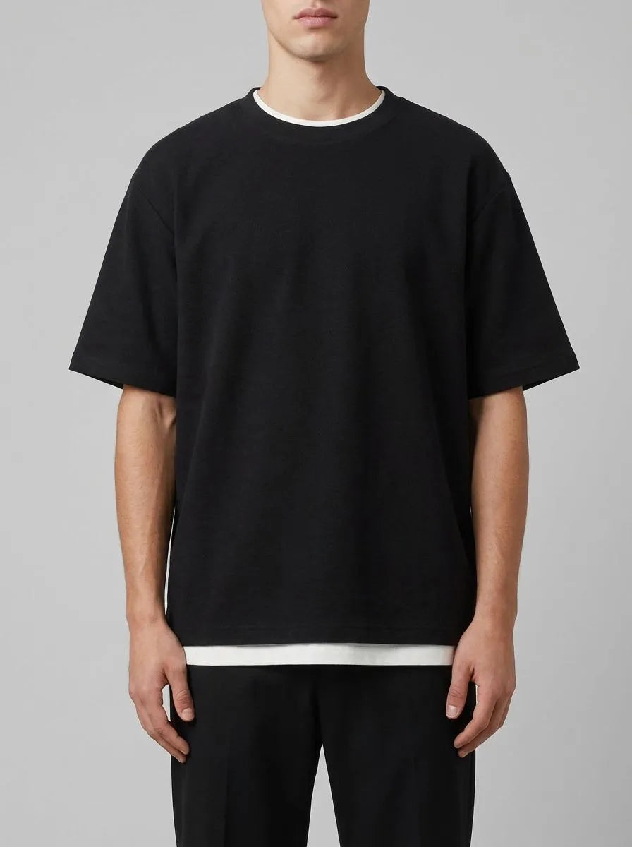 Springfield Black Men Textured T-Shirt SKU: 3283430_01 Image 00