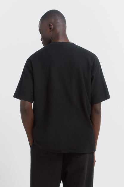 Springfield Black Men Textured T-Shirt SKU: 3283430_01 Image 04