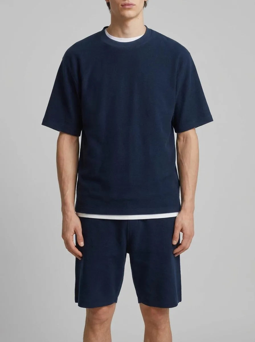 Springfield Blue Men Textured T-Shirt SKU: 3283430_12 Image 00