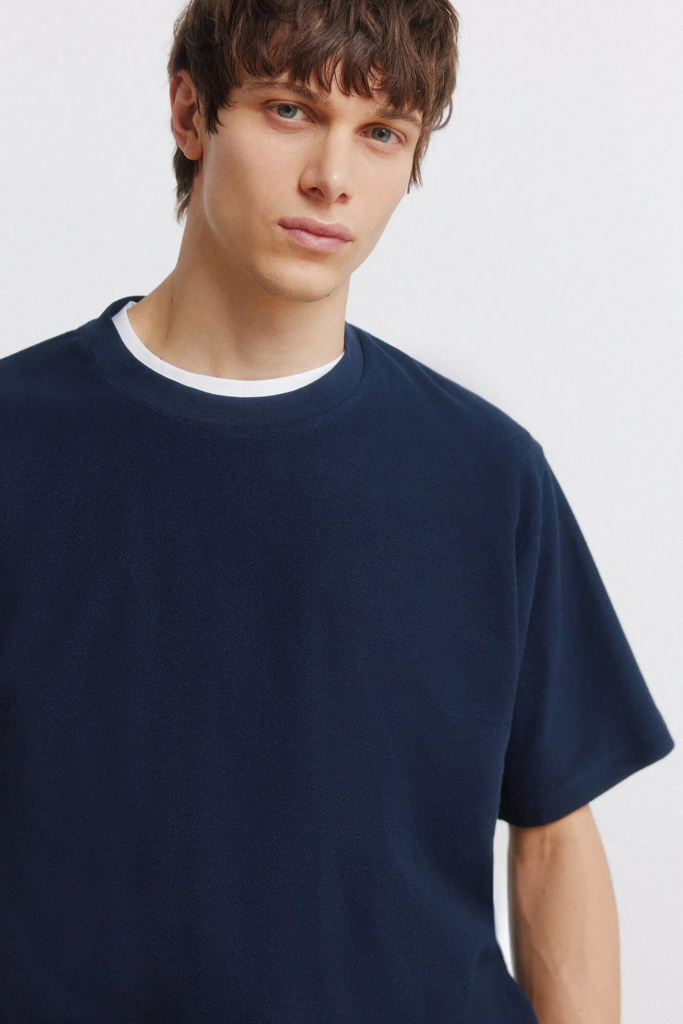 Springfield Blue Men Textured T-Shirt SKU: 3283430_12 Image 02