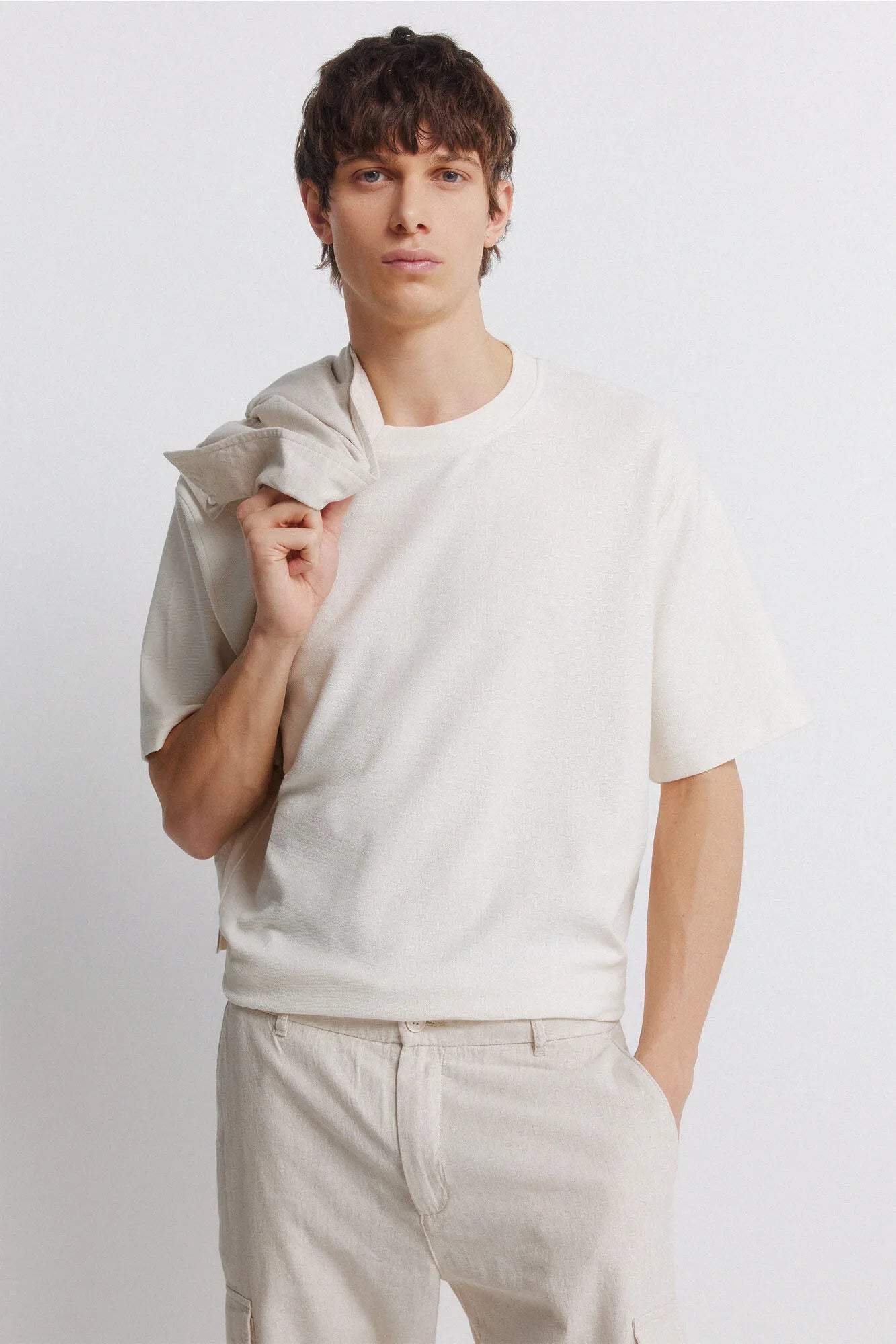 Springfield White Men Textured T-Shirt SKU: 3283430_97 Image 01