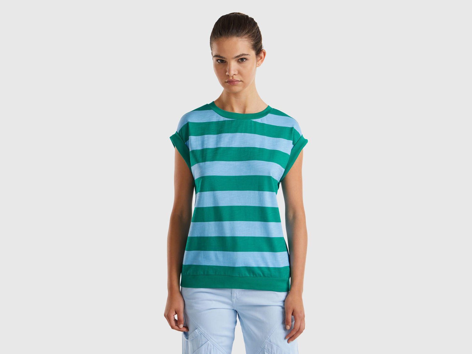 Striped T-Shirt In 100% Cotton_32FXD107K_78V_01