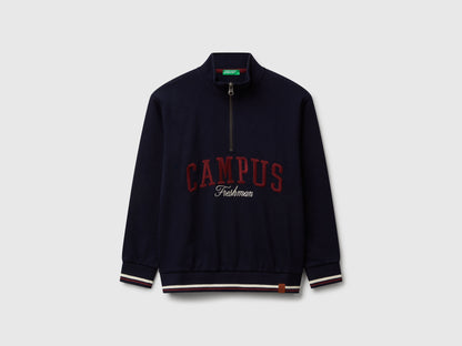 Benetton_Dark Blue_High Neck Sweatshirt with Zipper_32N4C10PS_016_01