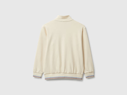 Benetton_Creamy White_High Neck Sweatshirt with Zipper_32N4C10PS_3C9_02