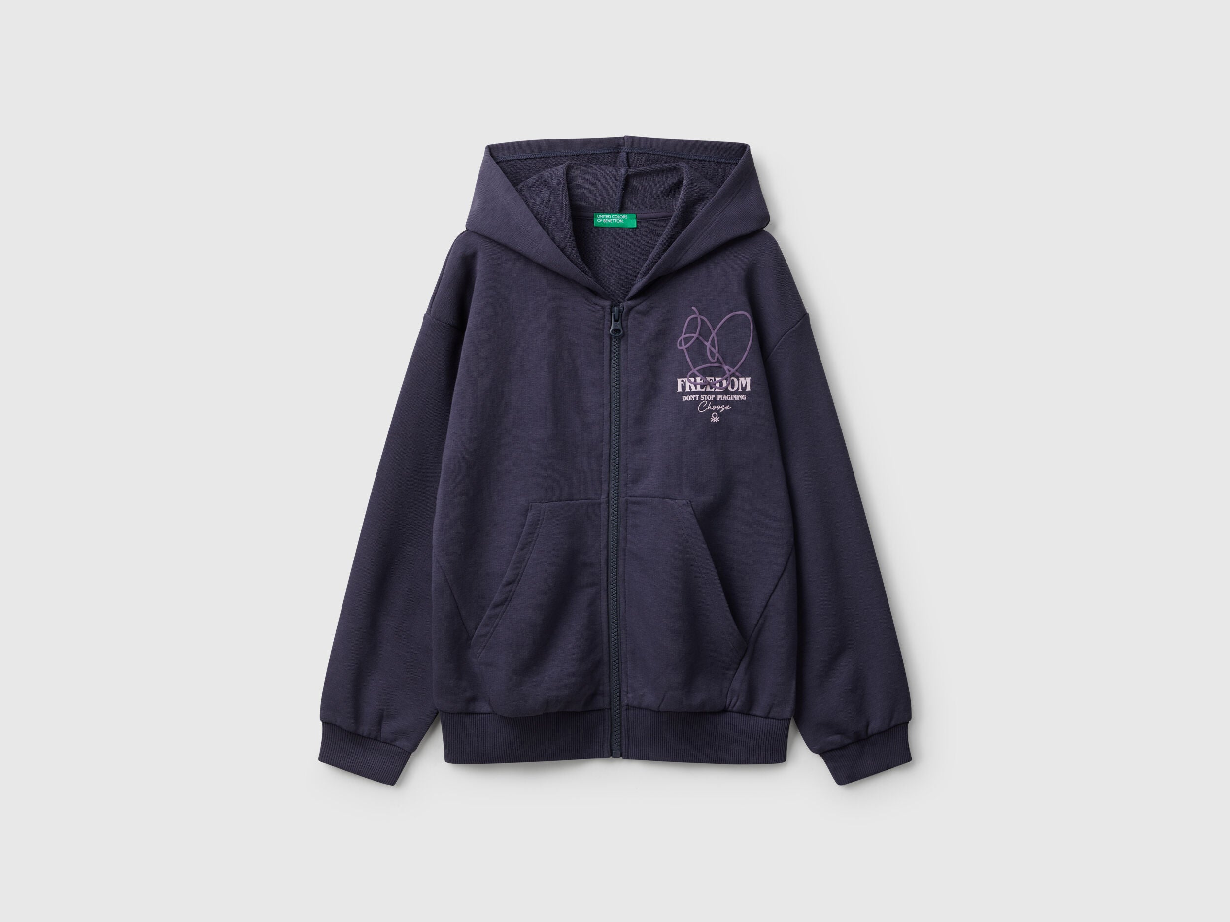 Benetton_Aviator Gray_Zip-Up Sweatshirt with Print_32N4C505I_0J8_01