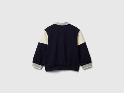 Benetton_Dark Blue_Bomber Jacket in Sweat Fabric with Print and Embroidery_32N4G503Z_016_02