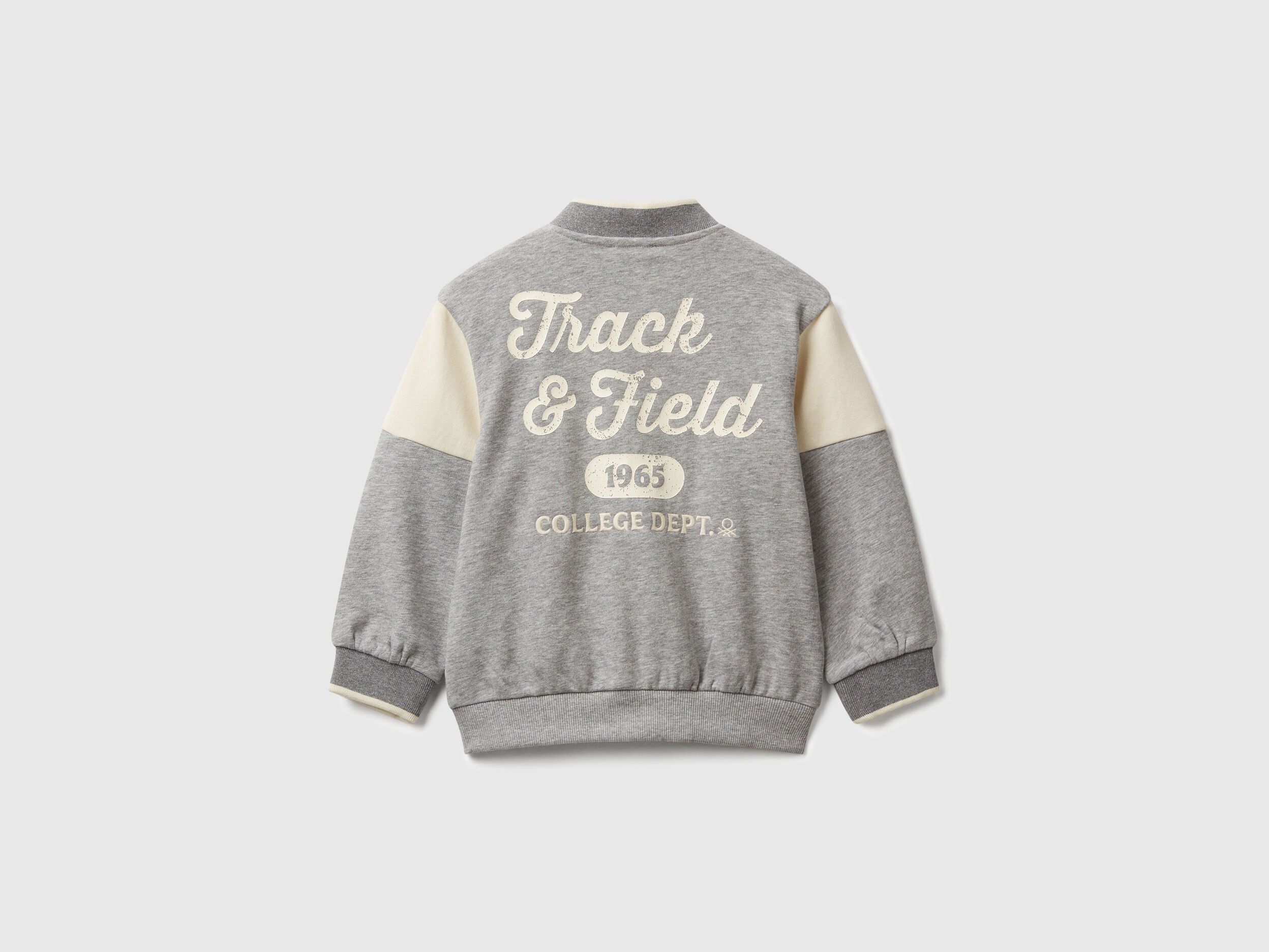 Benetton_Light Gray_Bomber Jacket in Sweat Fabric with Print and Embroidery_32N4G503Z_501_02