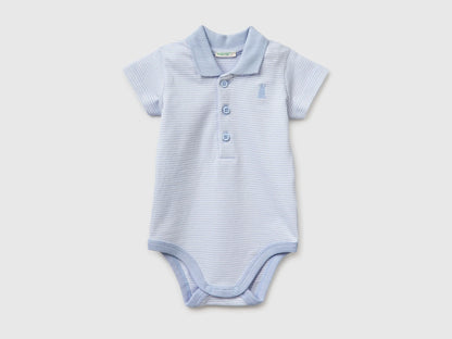 Benetton Sky Blue Boys, Girls Polo Onesie in Stretch Cotton SKU: 32TDAB00W_950 Image 01