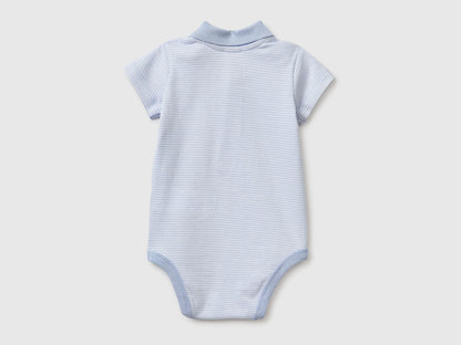 Benetton Sky Blue Boys, Girls Polo Onesie in Stretch Cotton SKU: 32TDAB00W_950 Image 02