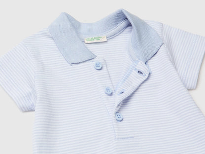 Benetton Sky Blue Boys, Girls Polo Onesie in Stretch Cotton SKU: 32TDAB00W_950 Image 03