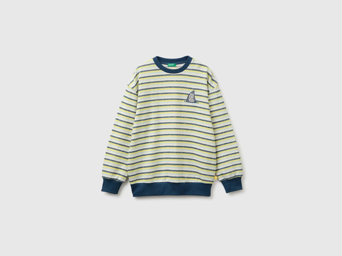 Benetton Yellow Boys Oversized Striped Sweatshirt SKU: 331PC10SY_901 Image 01