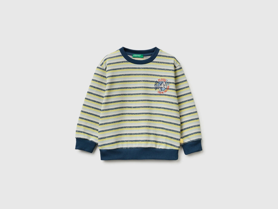 Benetton Yellow Boys Oversized Striped Sweatshirt SKU: 331PG10MJ_901 Image 01