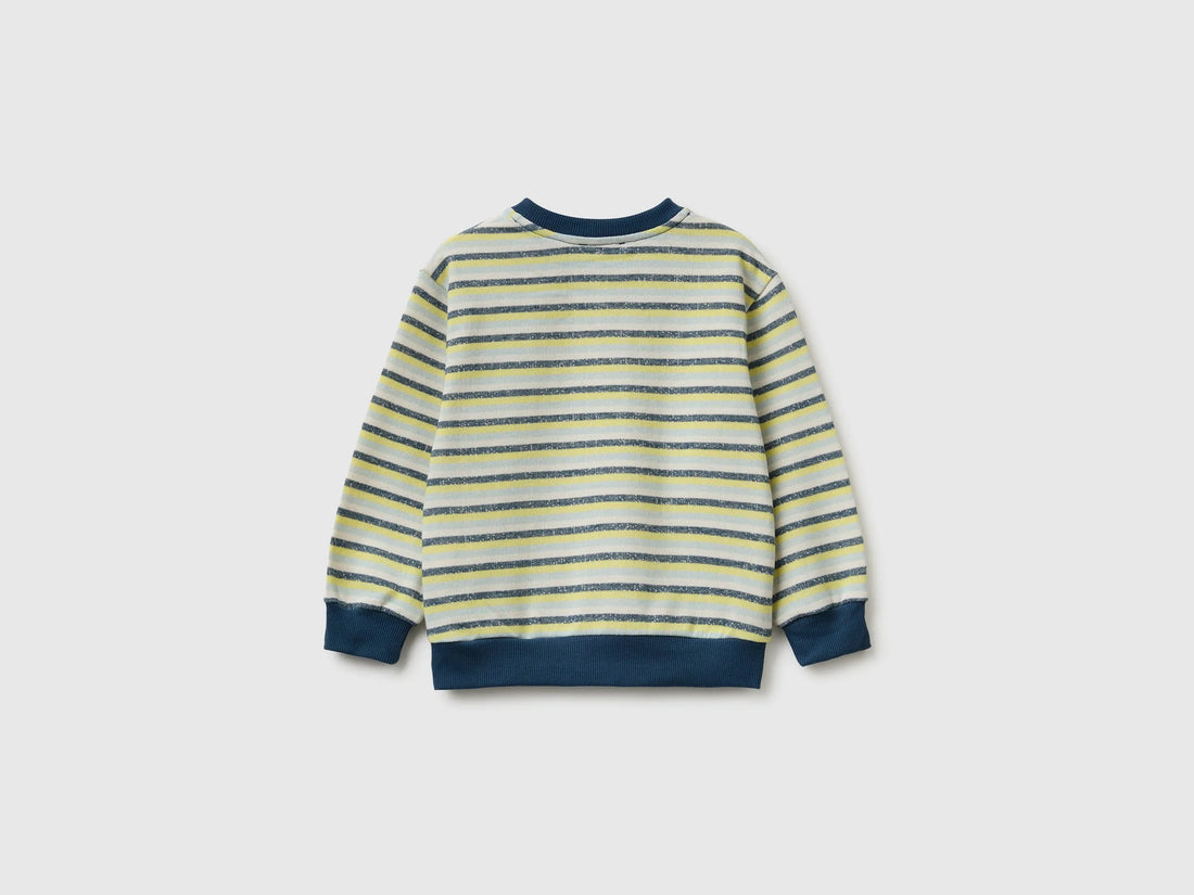 Benetton Yellow Boys Oversized Striped Sweatshirt SKU: 331PG10MJ_901 Image 02