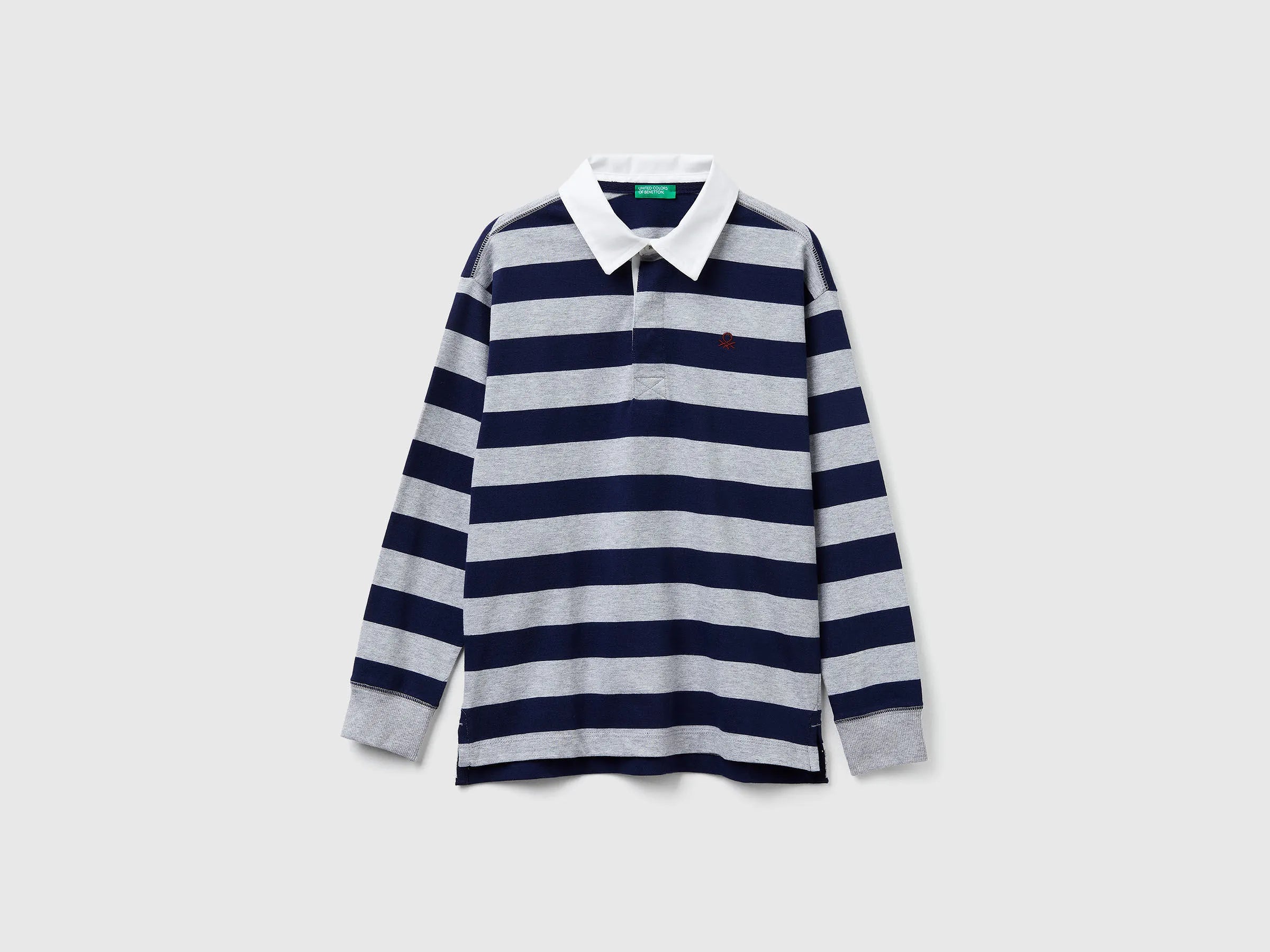 Benetton_Gray_Striped Cotton Polo_33CKC301X_902_01