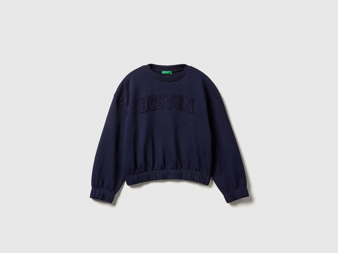 Benetton_Dark Blue_100% Cotton Sweatshirt with Embroidery_33NVC10Q8_016_01