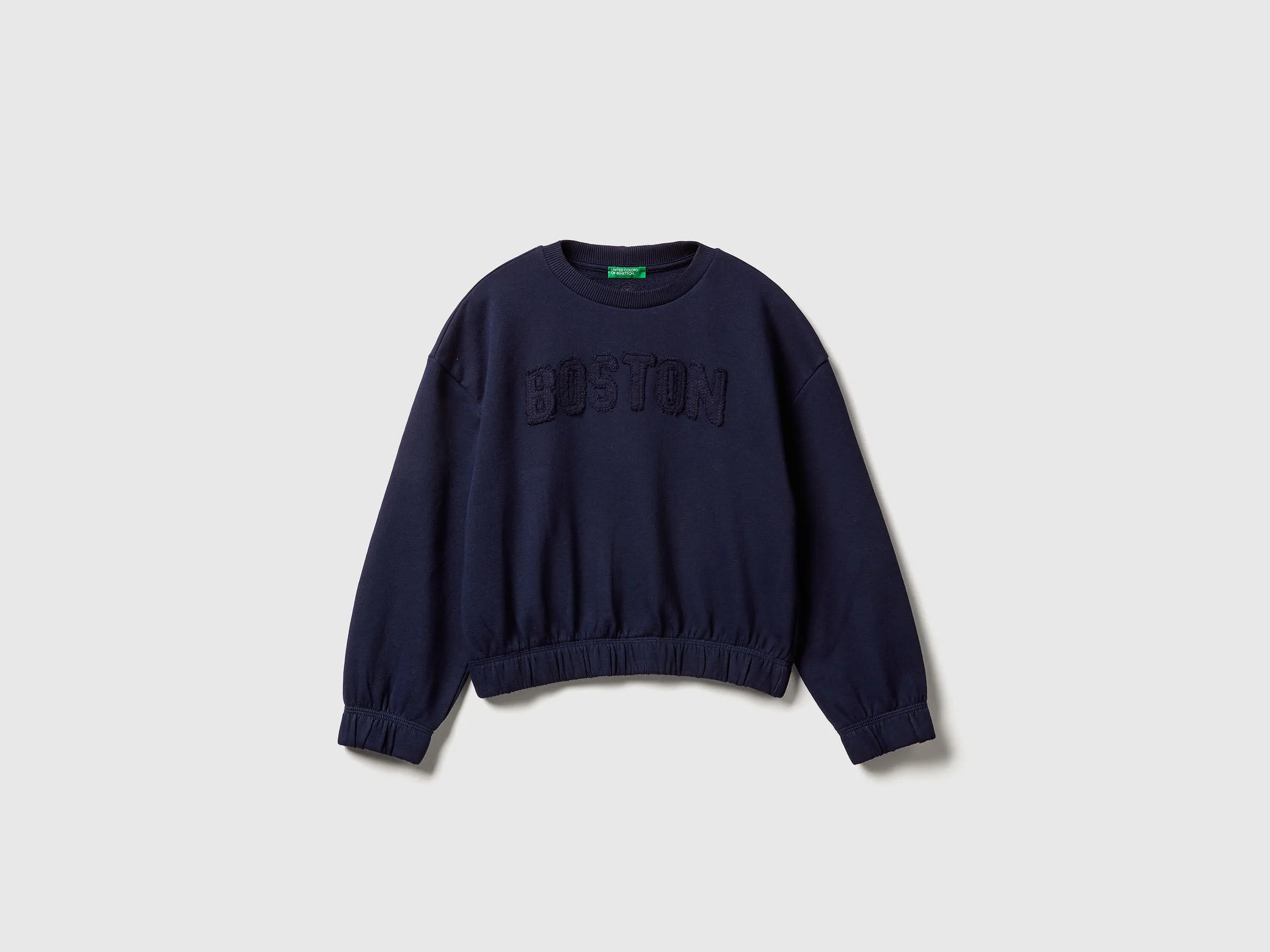 Benetton_Dark Blue_100% Cotton Sweatshirt with Embroidery_33NVC10Q8_016_01