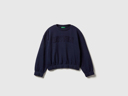 Benetton_Dark Blue_100% Cotton Sweatshirt with Embroidery_33NVC10Q8_016_01