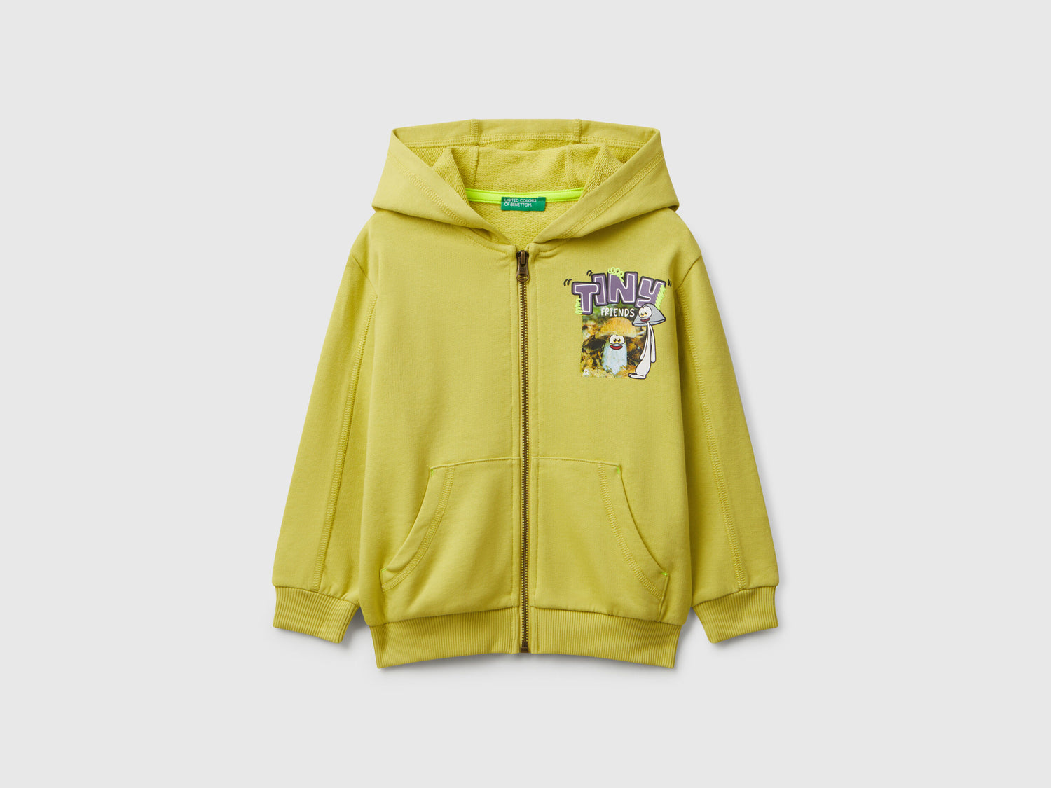 Benetton_Yellow_Sweatshirt with Kangaroo Pocket_33NVG5041_0Y6_01