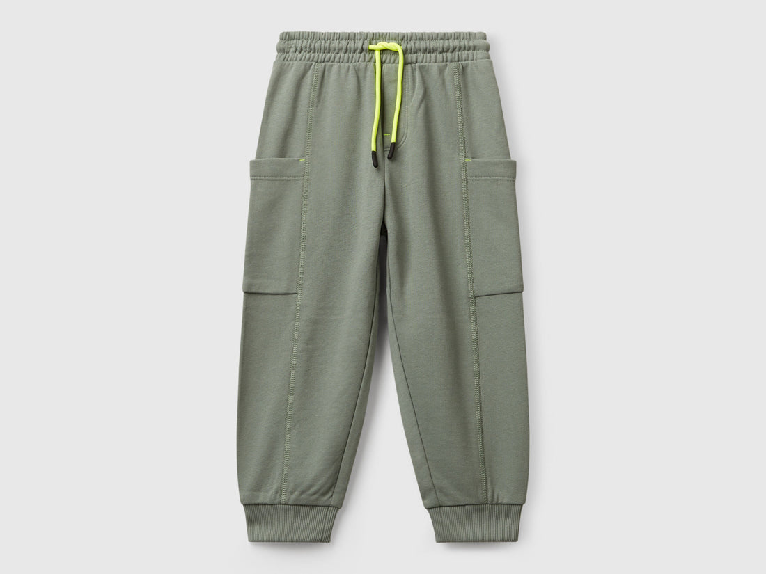 Benetton_Light Green_Cargo Sweatpants_33NVGF052_075_01