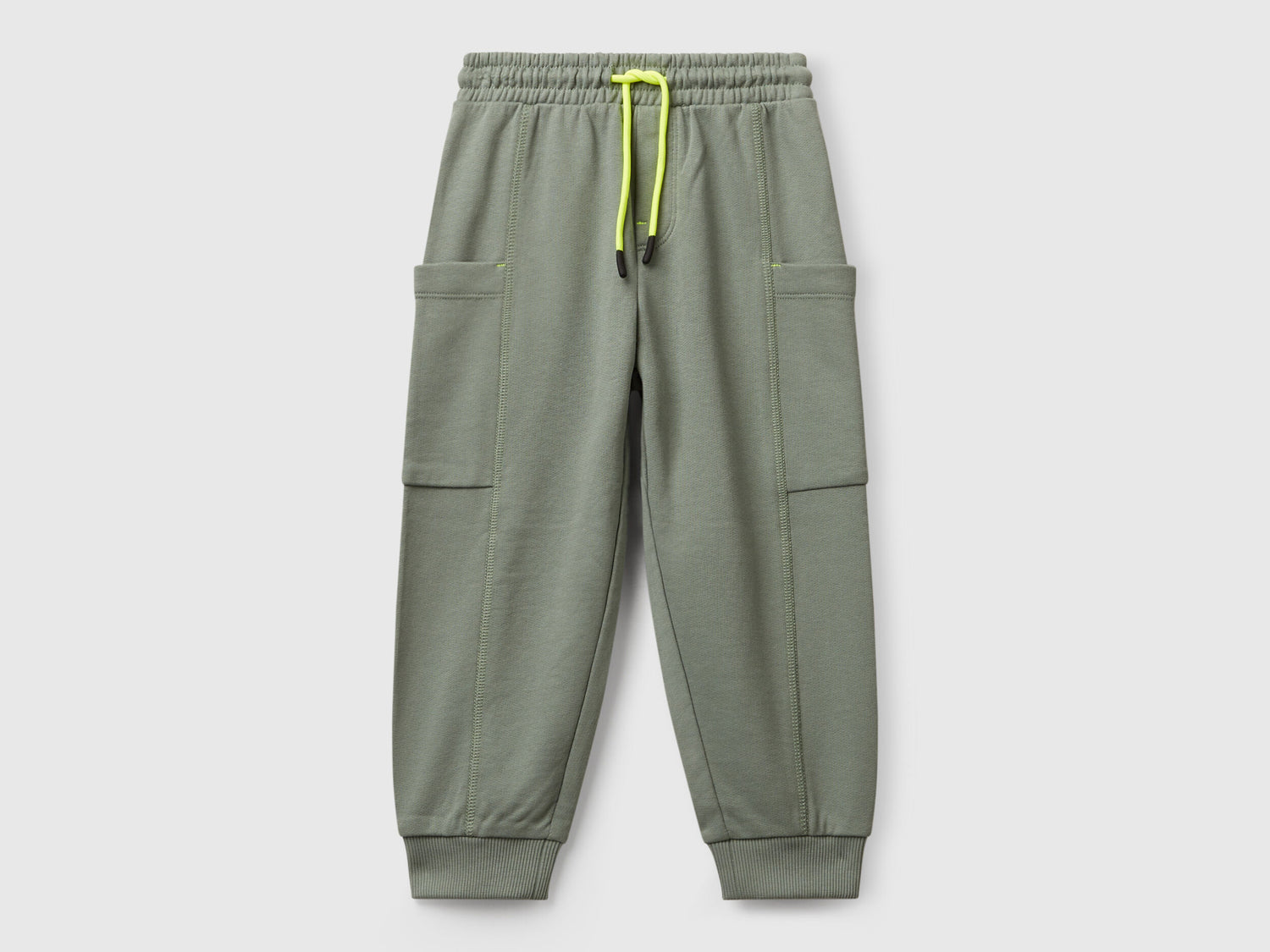 Benetton_Light Green_Cargo Sweatpants_33NVGF052_075_01