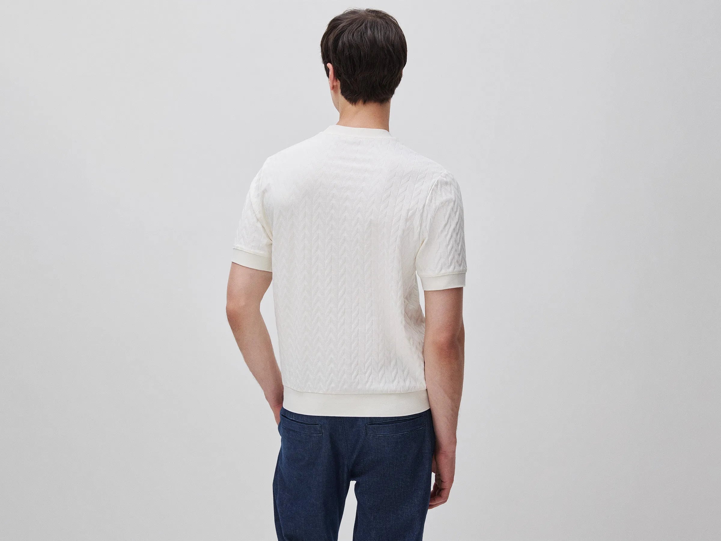 Benetton Creamy white Men Jacquard T-Shirt SKU: 33T4U10CD_0R2 Image 02