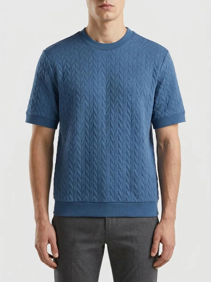 Benetton Blue Men Jacquard T-Shirt SKU: 33T4U10CD_217 Image 00