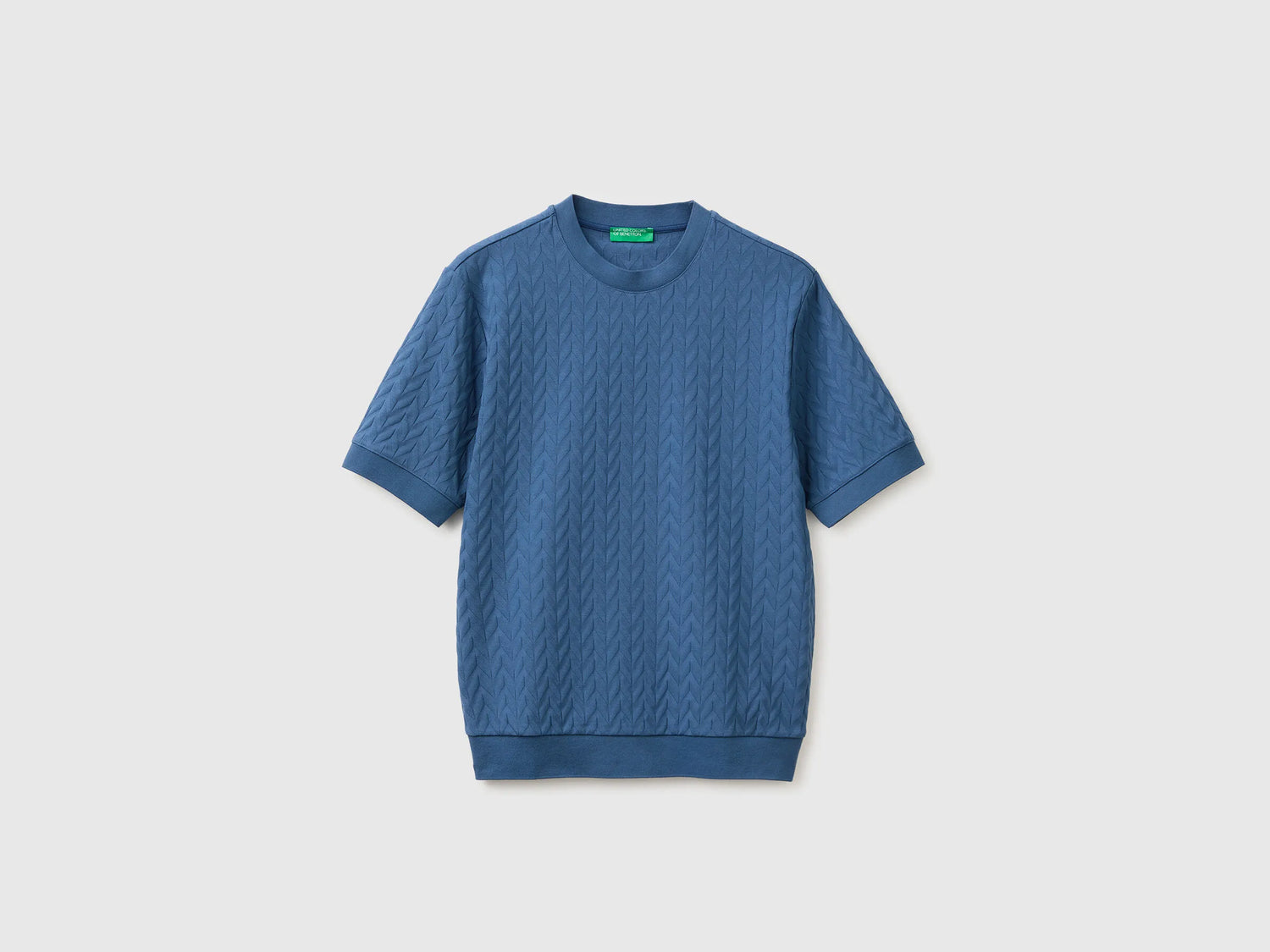 Benetton Blue Men Jacquard T-Shirt SKU: 33T4U10CD_217 Image 01