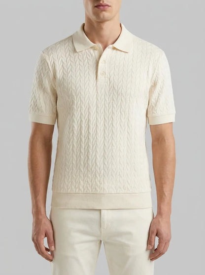 Benetton Creamy White Men Jacquard Polo Shirt SKU: 33T4U302T_0R2 Image 00