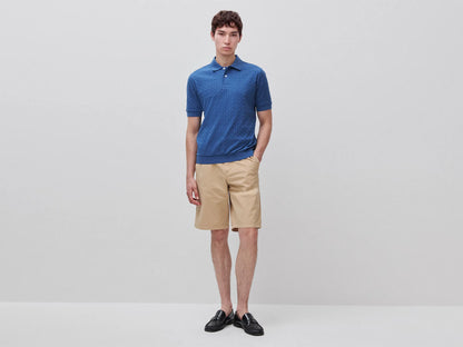 Benetton Blue Men Jacquard Polo Shirt SKU: 33T4U302T_217 Image 03