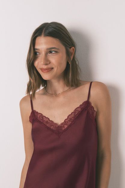 Women Secret_Red_Long Nightgown Wine Lace Nightgown_3412908_68_04