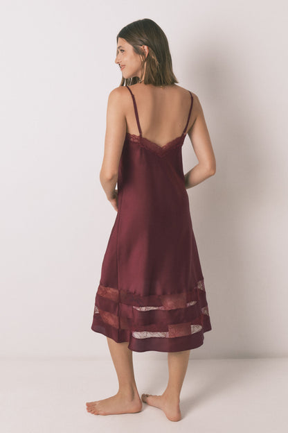 Women Secret_Red_Long Nightgown Wine Lace Nightgown_3412908_68_06