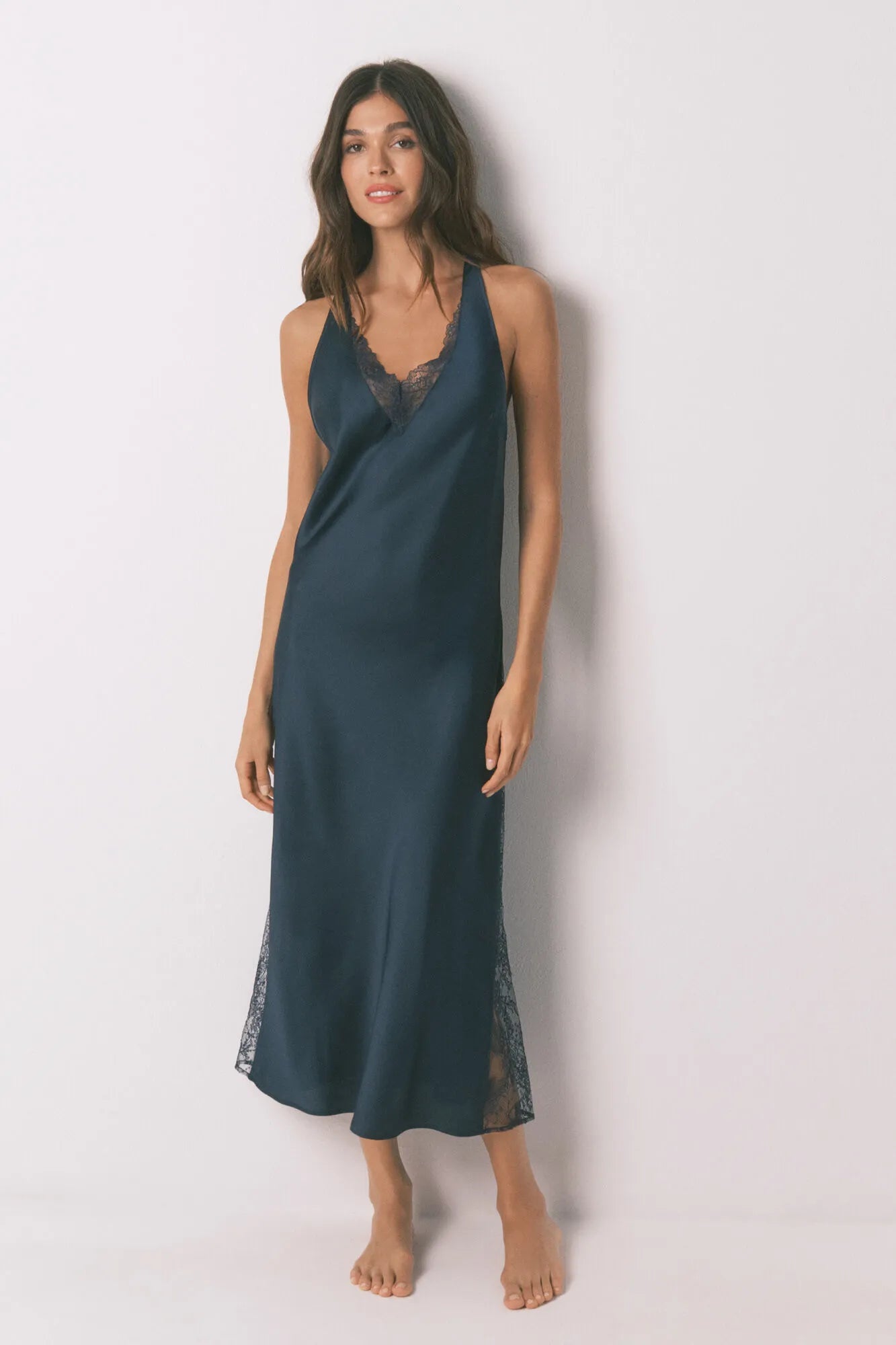 Women Secret_Medium Blue_Long Blue Satin Nightgown_3412914_14_03