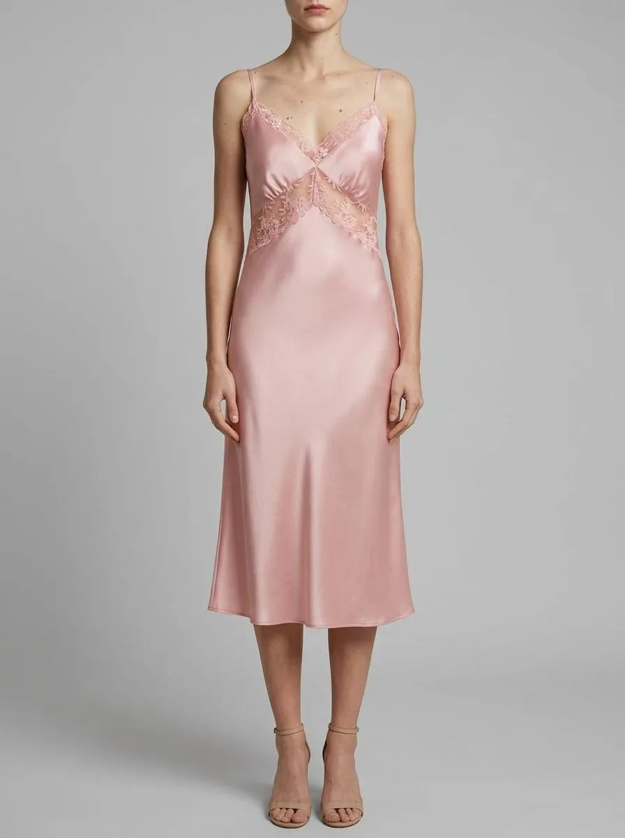 Women Secret_Pink_Pink Satin and Lace Midi Nightgown_3413705_72_00