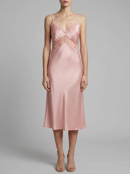 Women Secret_Pink_Pink Satin and Lace Midi Nightgown_3413705_72_00