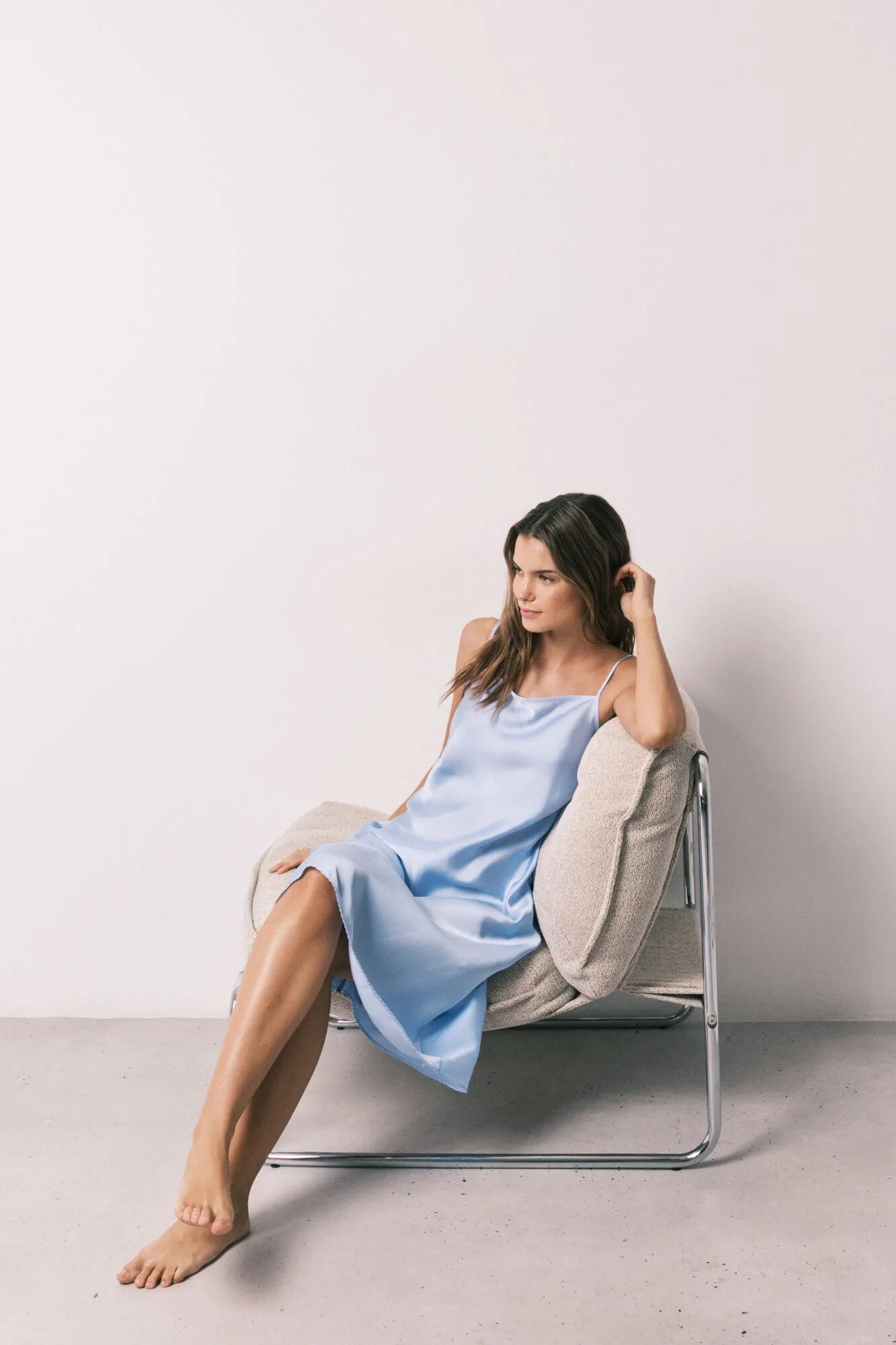 Women Secret Light Blue Women Blue Satin Strappy Midi Nightgown SKU: 3413707_16 Image 01