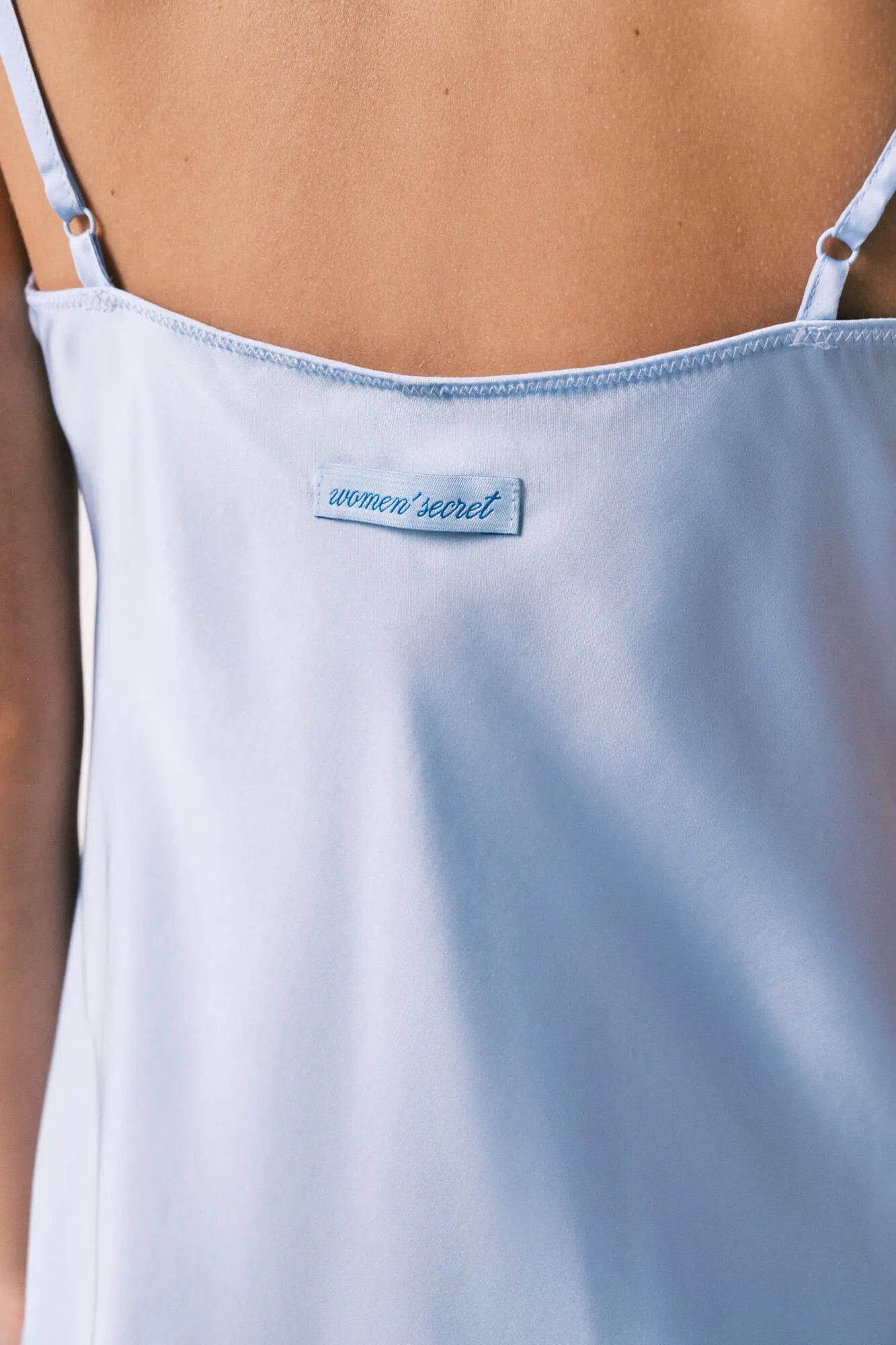 Women Secret Light Blue Women Blue Satin Strappy Midi Nightgown SKU: 3413707_16 Image 07